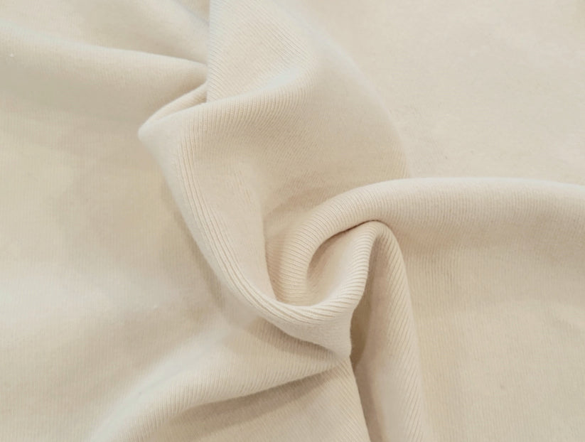 1 Yard Natural Prewashed Cotton Spandex 1x1 Rib Knit Fabric