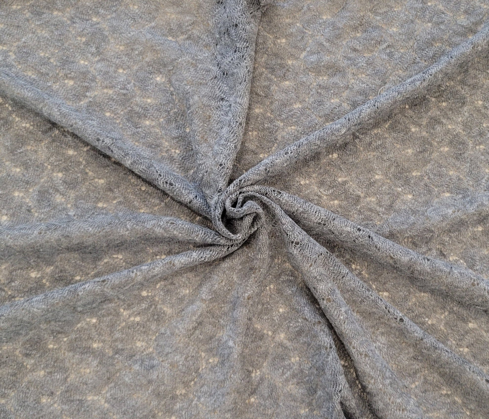 1 Yard Gray Cotton Crochet Knit Lace Fabric