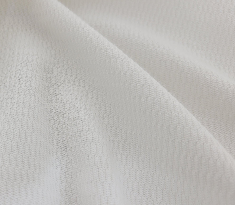 1 Yard Off White Raschel Thermal Knit Cotton Blend Fabric 200 GSM for Tops and Loungewear
