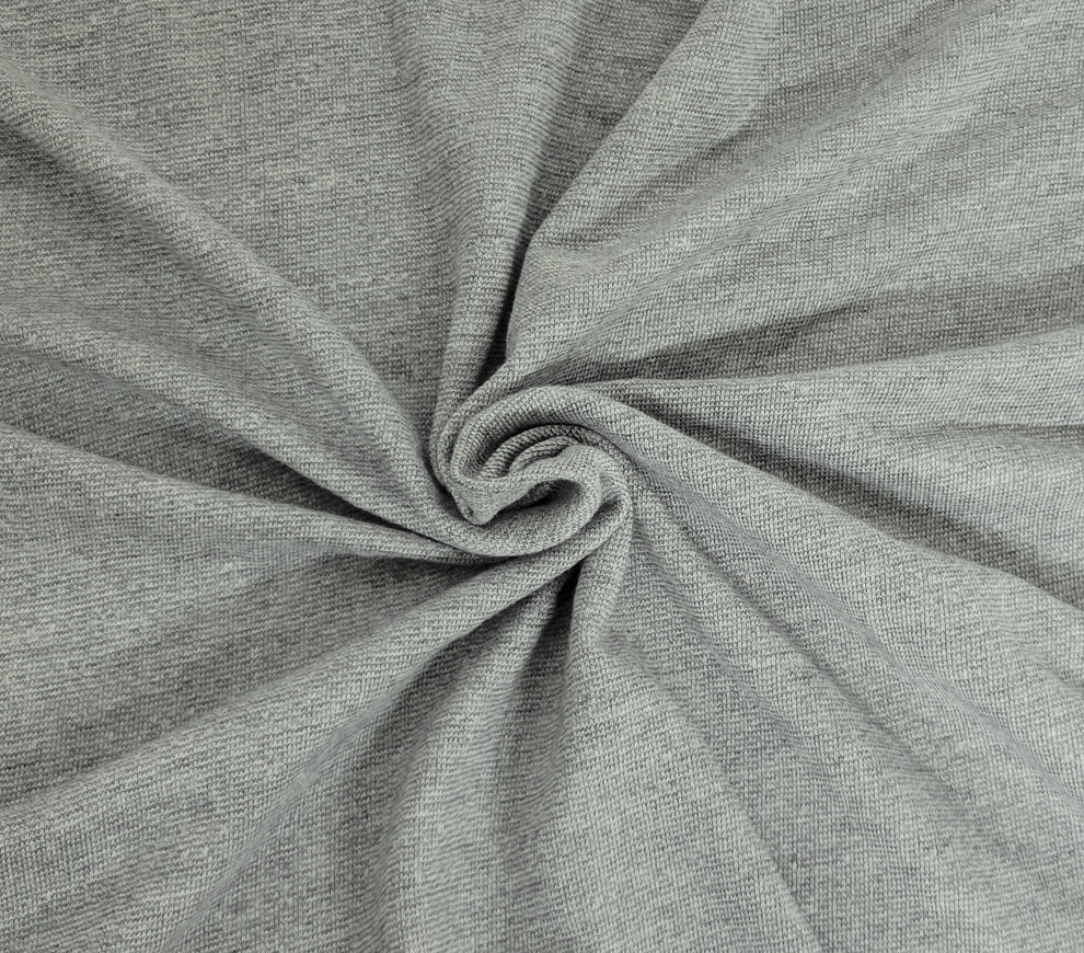 1 Yard Heather Gray Cotton Blend French Terry Knit Fabric Soft Loop Back Material for Loungewear & Activewear 65 Inch Width