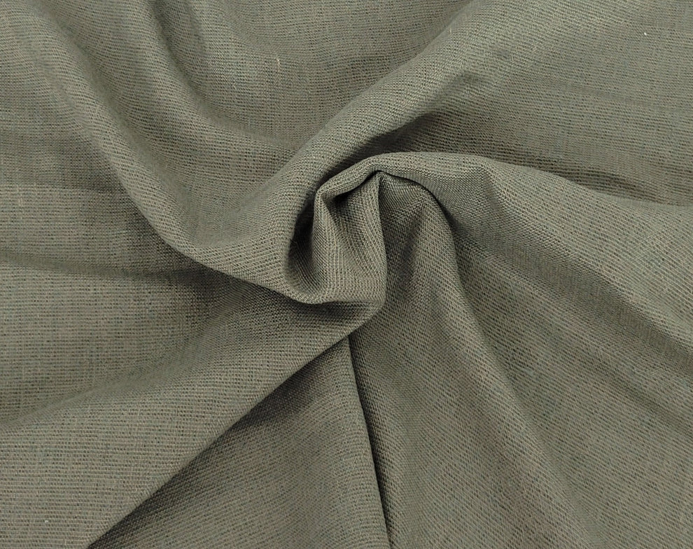 1 Yard Two Tone Brown Olive Linen Blend Woven Fabric Textured Natural Look Material for Apparel & Decor