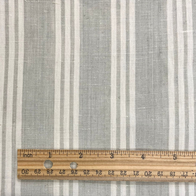 1 Yard Ivory Pure Linen Yarn Dyed 2 Tone Stripe Sage Fabric 58 Inch Width