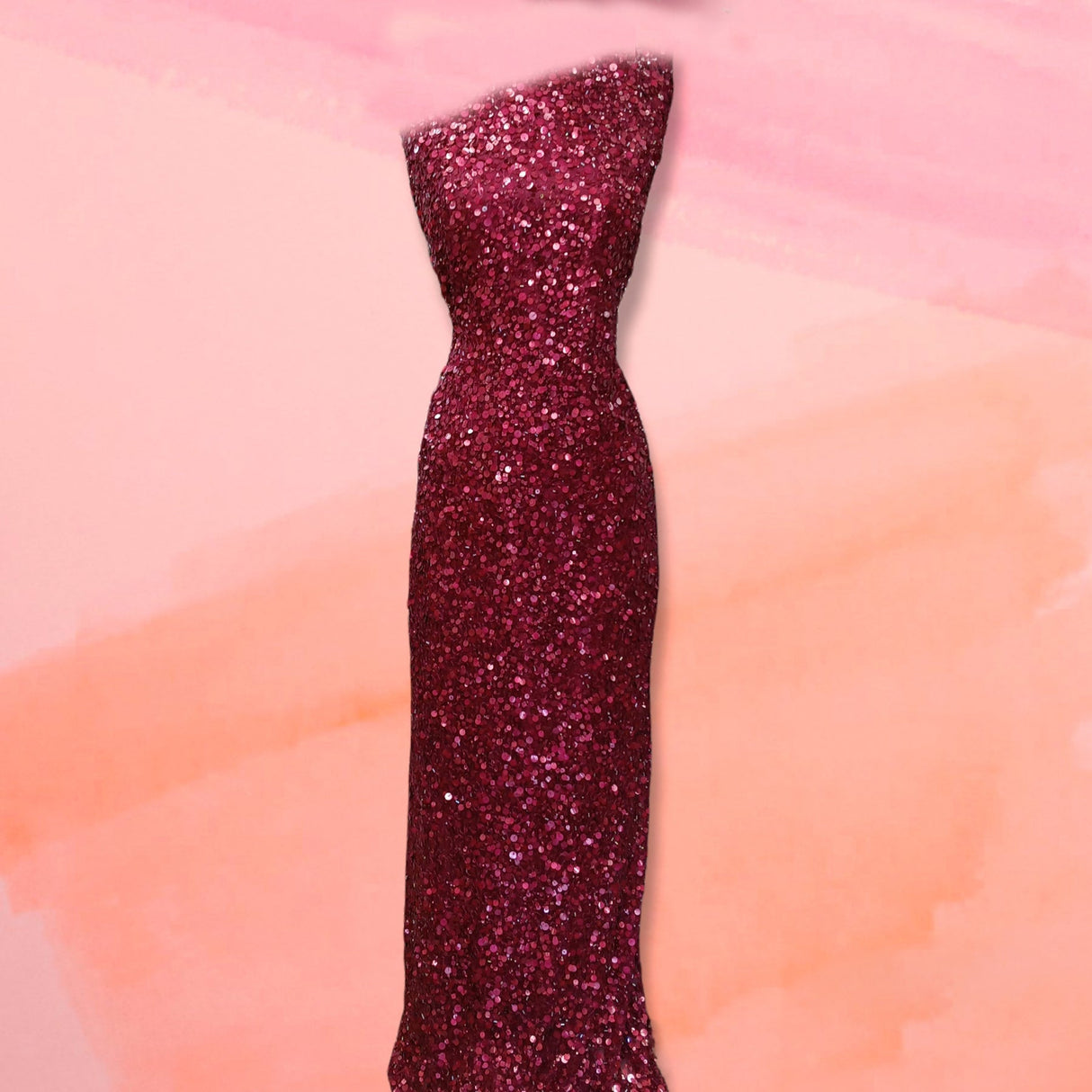 1 Yard Burgundy Sequined Lace Fabric Embroidered on Percent Polyester Net Mesh Lightweight 48 Inch Width