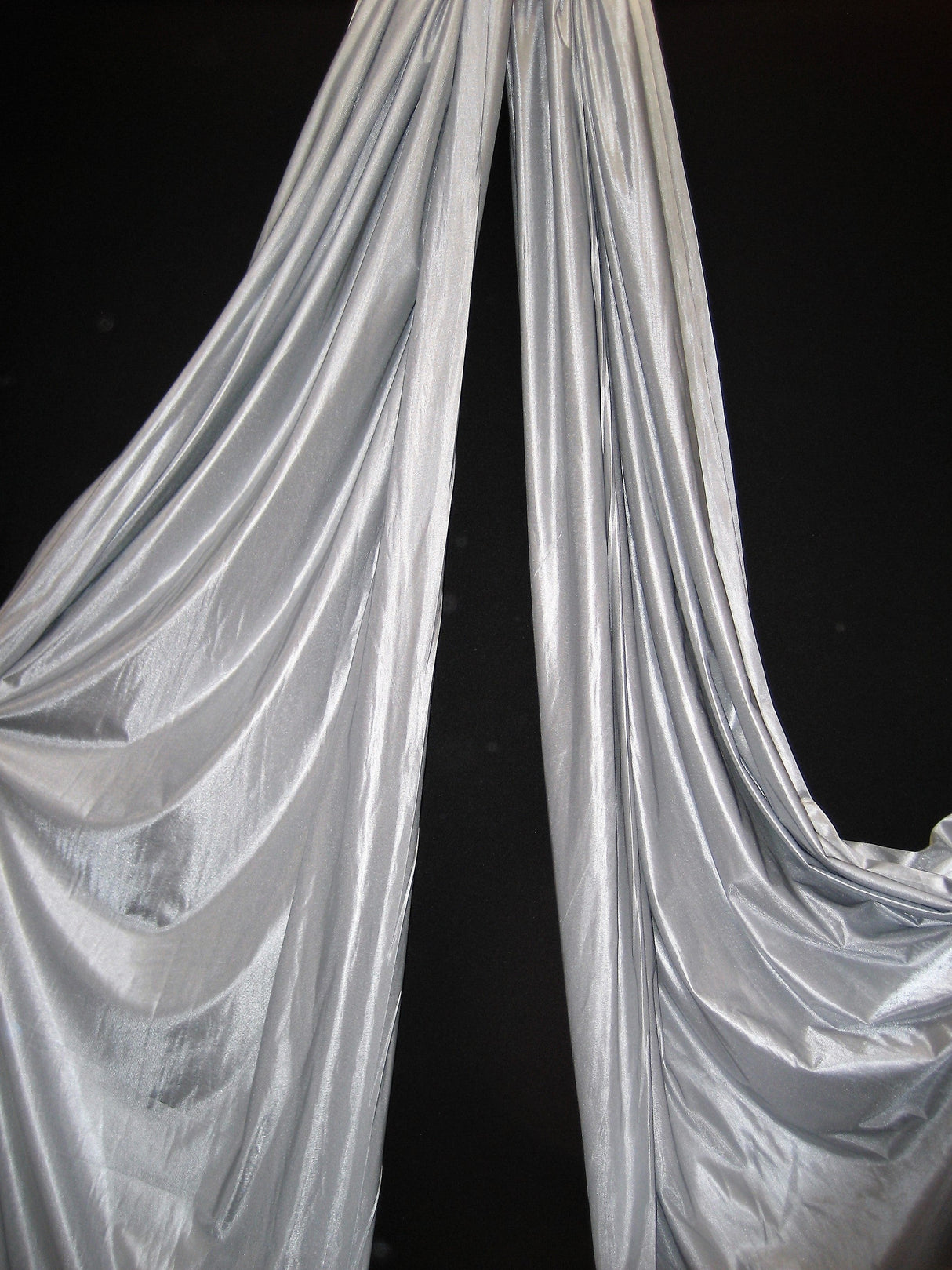 1 Yard Silver Polyester Fabric Low Stretch Extra Wide For Yoga Hammocks Stage Drapes 108/120 Inches Wide