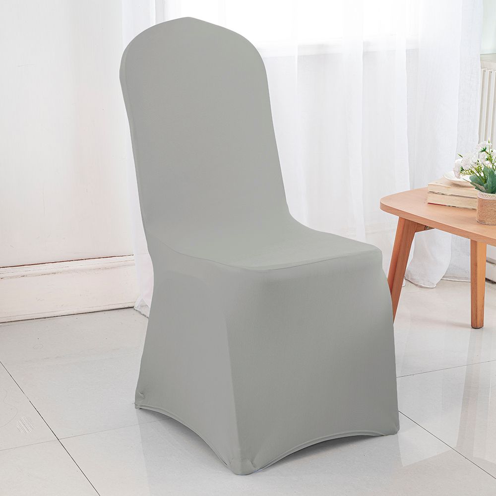 Spandex Banquet Chair Cover Silver Elegant Stretch Fit Durable Event Decor
