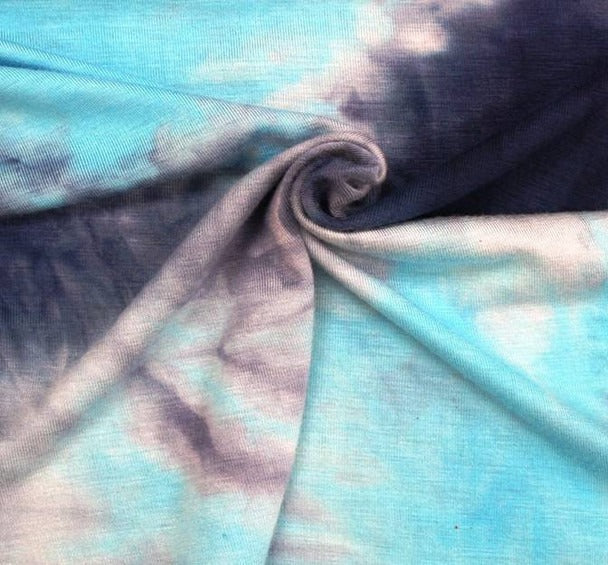 1 Yard Navy Blue Tie Dye Rayon Spandex 58/60" Wide Soft Lightweight Fabric for Apparel