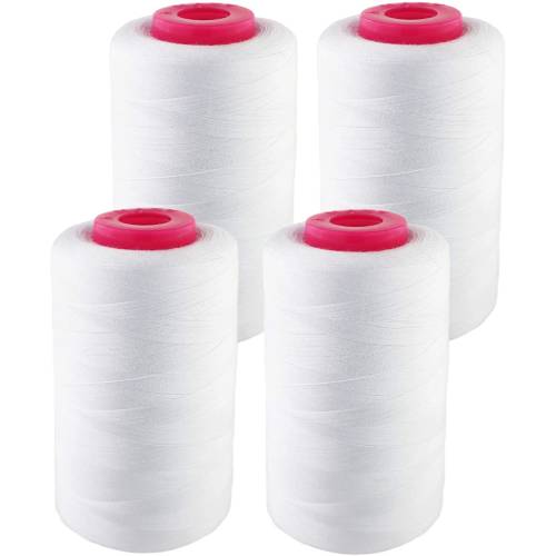 4 Pack of 6000 Yard White Spools Sewing Thread 24,000 Yards Total All Purpose