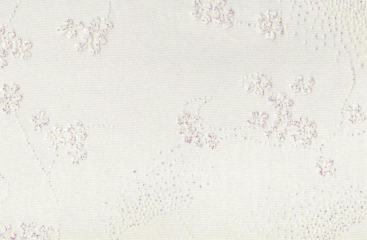 1 Yard Crystal Organza with Floral Glitter White Ground Fabric 58/60 Inches Wide