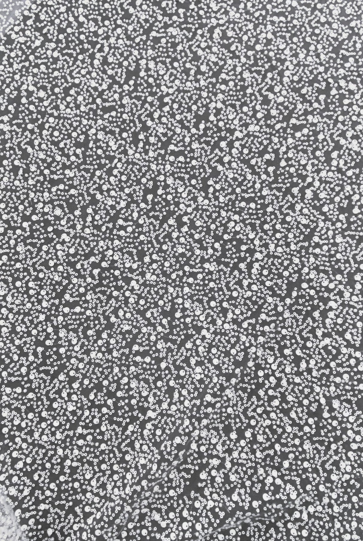 1 yard White BPS Mesh Lace Fabric with Beads Pearls Sequins for Dressmaking Wedding Gown 60'' Width