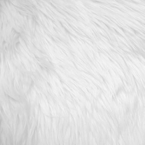 White Faux Fur Fabric 1 Yard Luxury Shaggy Soft Decorative Craft Upholstery Home Décor