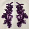1 Pair Beaded & Corded Floral Lace Applique 9" x 2.5" Each Side