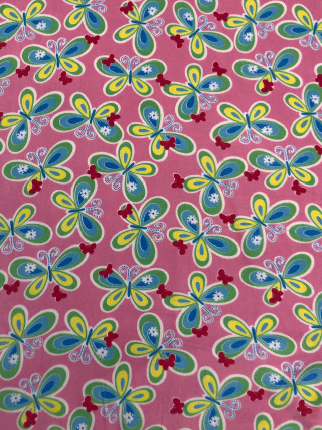 Assorted Anti-Pill Fleece Fabric - Floral, Butterfly, Dog, Pink Ribbon, Bright Plaid, 58-60 Inches Wide