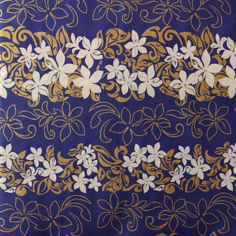 1 Yard 100% Polyester Tiare Garden Glitter Fabric with Plumeria Flowers 36" Cut