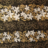 1 Yard 100% Polyester Tiare Garden Glitter Fabric with Plumeria Flowers 36" Cut
