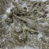 1 Yard Beaded 3D Floral Lace Fabric Embroidered on Polyester Net Mesh, Premium Embroidery Lace Fabric