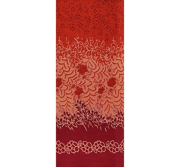 1 Yard Cotton Voile Fabric Double Border Fuchsia Orange Print 44/45" Width Apparel Fabric