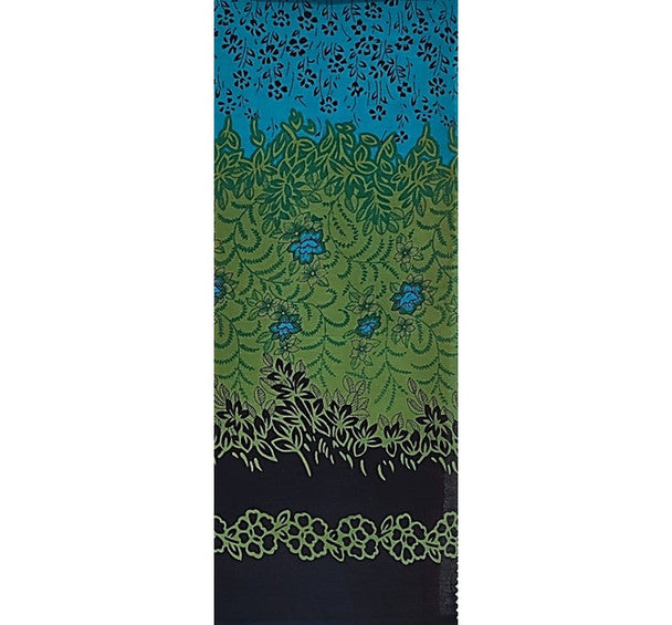 1 Yard Cotton Voile Fabric Double Border Navy Turquoise Print 44/45" Width Apparel Fabric