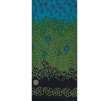 1 Yard Cotton Voile Fabric Double Border Navy Turquoise Print 44/45" Width Apparel Fabric