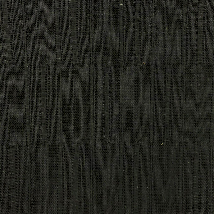 1 Yard Black Pure Linen Jacquard Long Rice Stripe Laundered Heavyweight Fabric 65 Inch Width