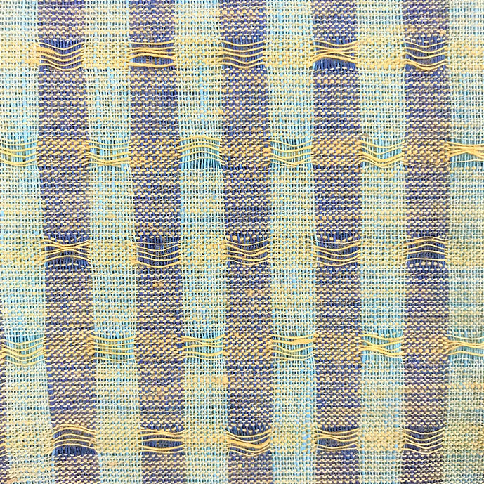 1 Yard Aqua Indigo Yellow Lithuanian Jacquard Linen Soft Durable Craft Fabric 65" Width