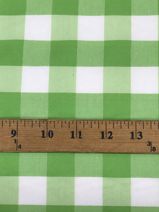 Lime Gingham Checkered Poly Cotton Fabric - Lime Gingham Checkered, 58/59" Width
