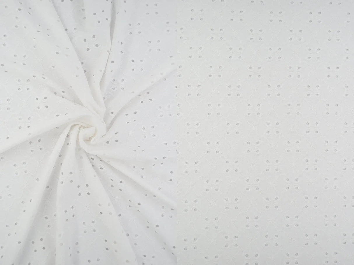 1 Yard DTY Knit Jacquard Eyelet Fabric 190 GSM, 58/60'' Wide Polyester Spandex Blend