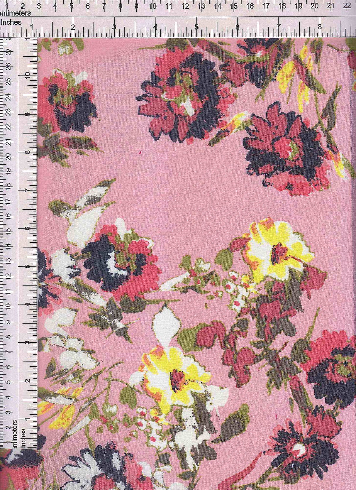 1 Yard Blush Floral Hi Multi Chiffon Fabric 100% Polyester Lightweight Sheer 57/58" Wide