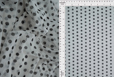 1 Yard Polyester Spandex Mesh Fabric Polka Dot Print Lightweight Stretch Soft 54" Width