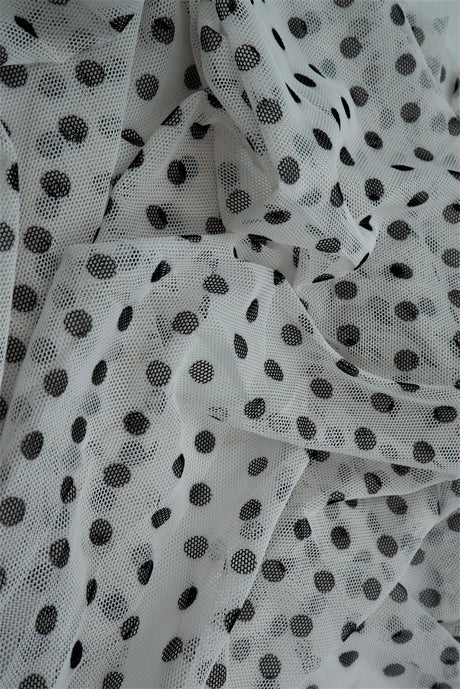 1 Yard Polyester Spandex Mesh Fabric Polka Dot Print Lightweight Stretch Soft 54" Width