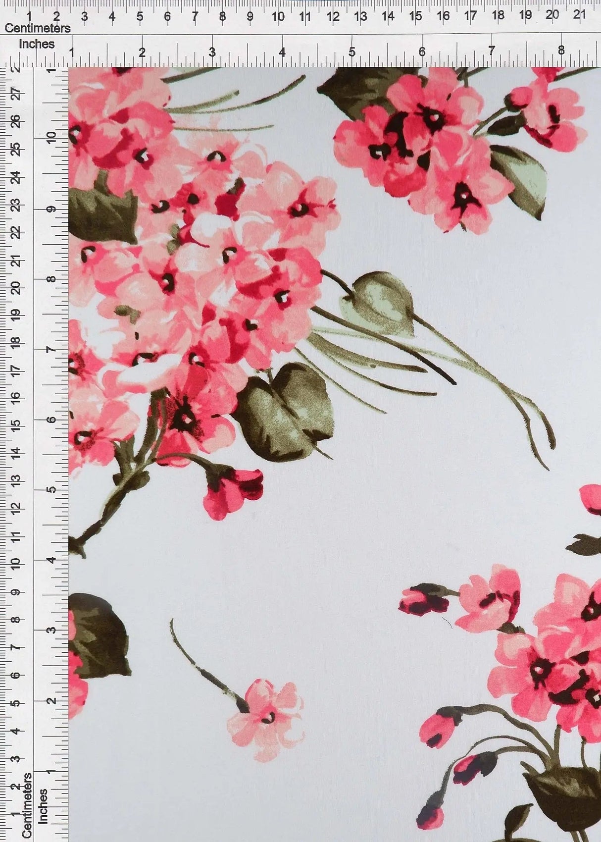 DTY Brushed Floral Print Fabric 1 Yard Ivory Soft Stretch Lightweight 58/60" Wide