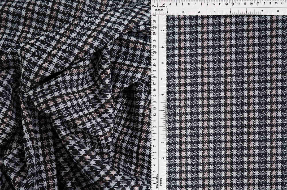 58/60" Double Knit Jacquard Plaid Fabric 90.5% Polyester 8.5% Rayon 1% Spandex 230 GSM by Yard