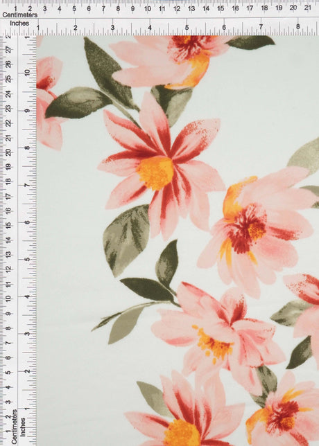 1 Yard DTY Brushed Floral Print Knit Fabric, 58/60? Wide Polyester Spandex Blend