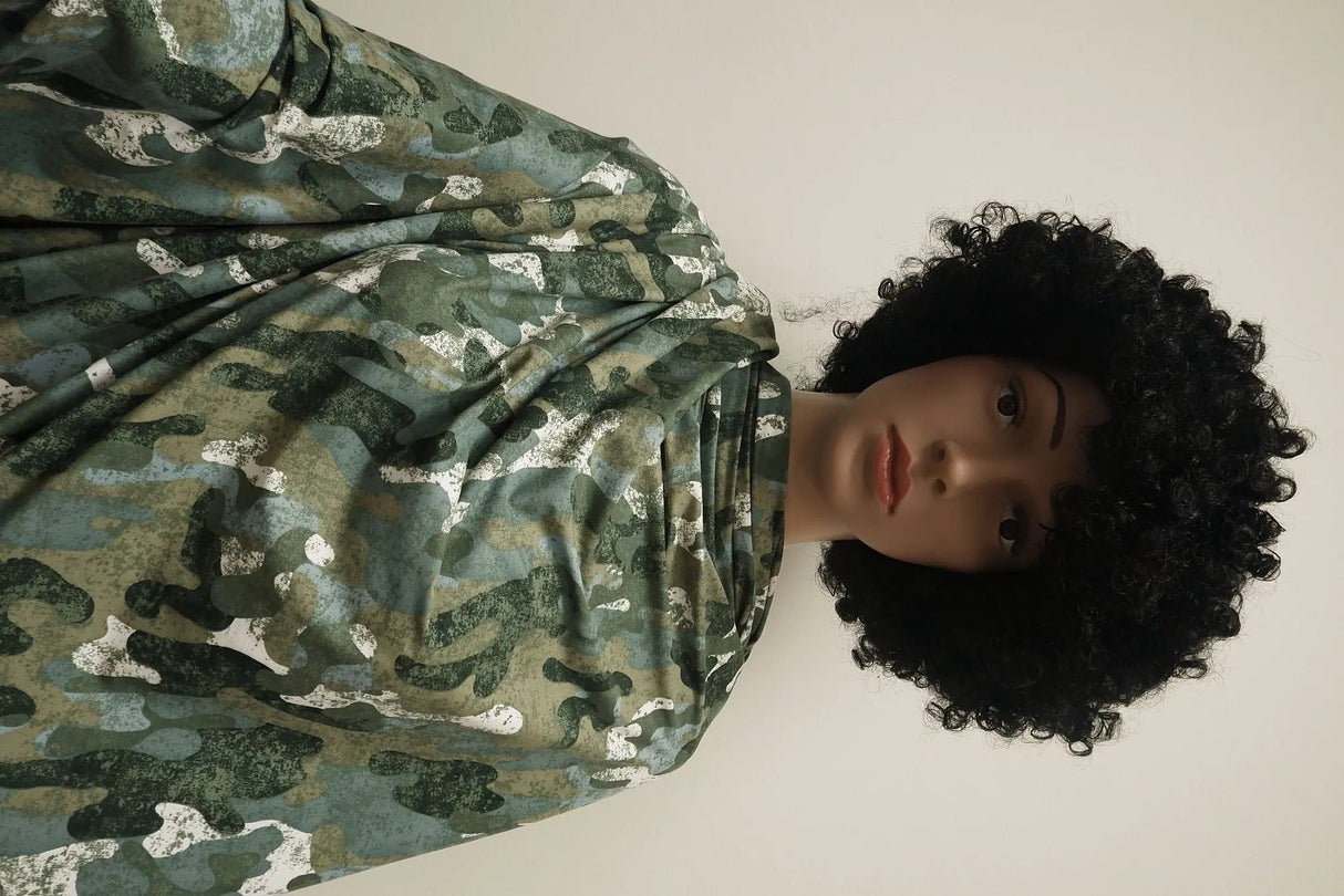 1 Yard Polyester Spandex DTY Brushed Knit Fabric Camo Print Soft Stretch 58/60" Width