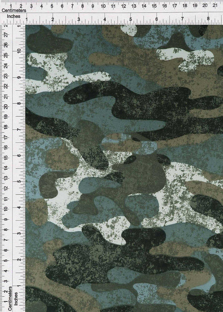 1 Yard Polyester Spandex DTY Brushed Knit Fabric Camo Print Soft Stretch 58/60" Width