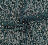 1 Yard Dark Wine Lace with Foil Gold Stars Apparel Fabric – 50/52" Width | 97% Polyester 3% Spandex