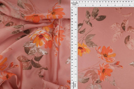 1 Yard Satin Floral Print Fabric, 57/58'' Wide 100% Polyester