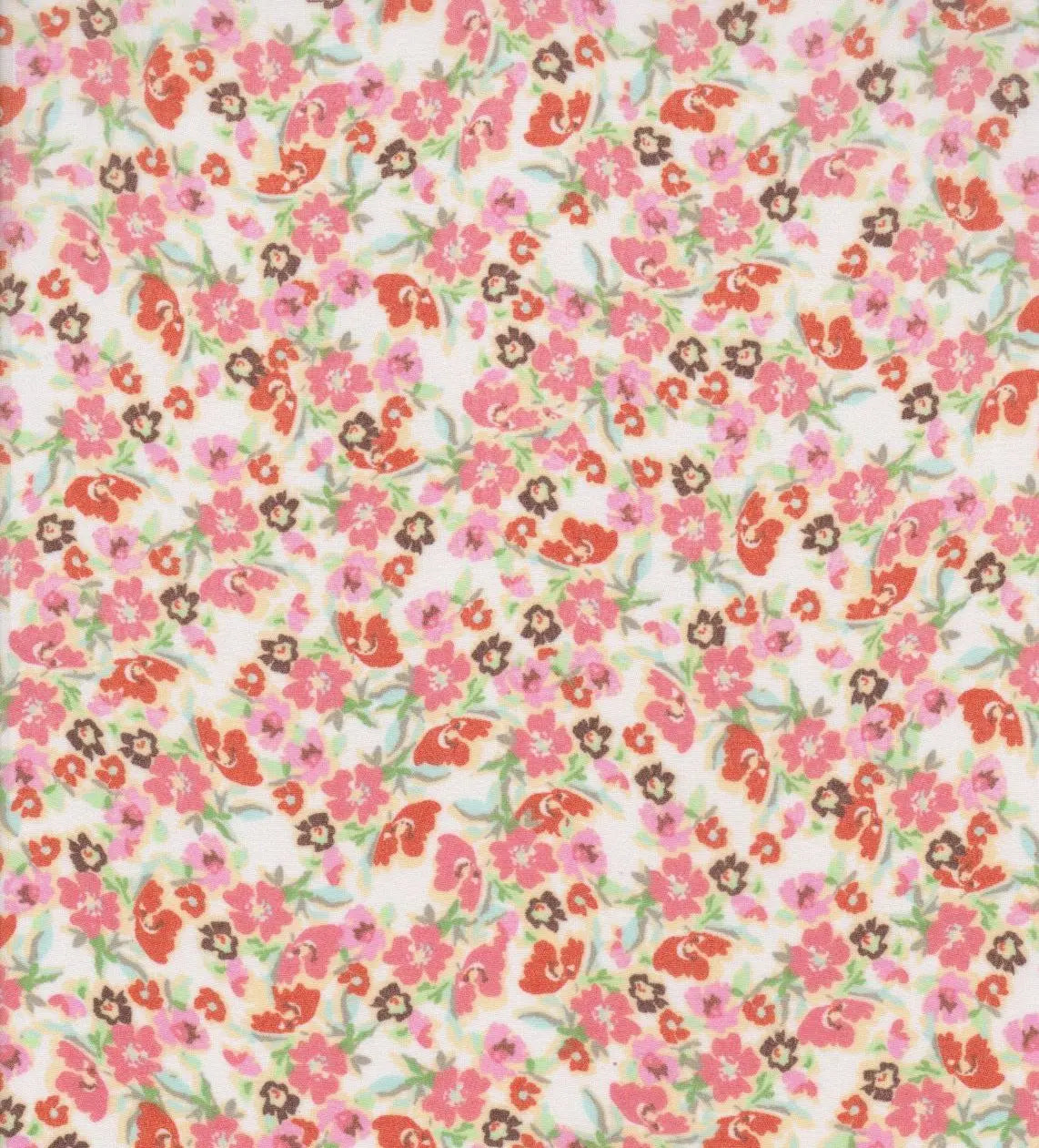 1 Yard Ivory Ditsy Floral Chiffon Fabric 100% Polyester Hi Multi Floral Print, 57/58? Wide
