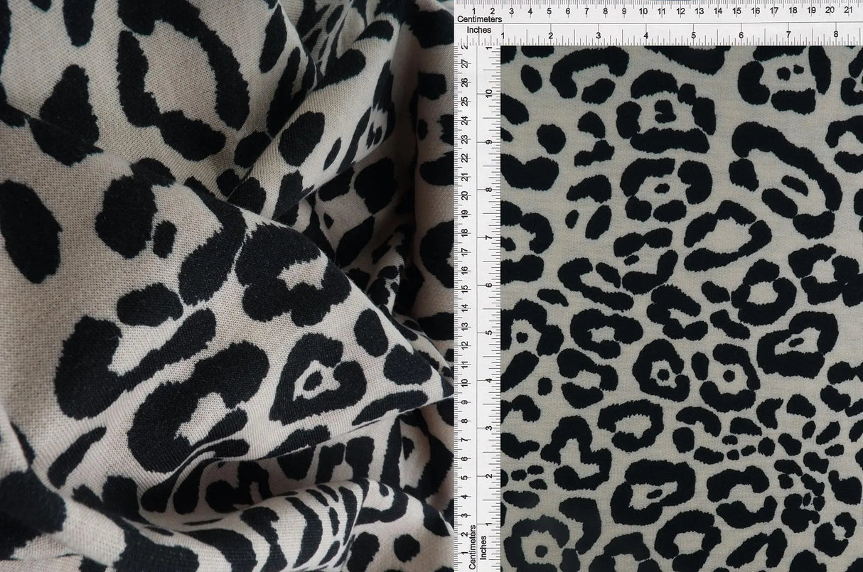French Terry Animal Print Jaguar Cheetah Leopard Knit Fabric 1 Yard Soft Stretch 58/60" Wide