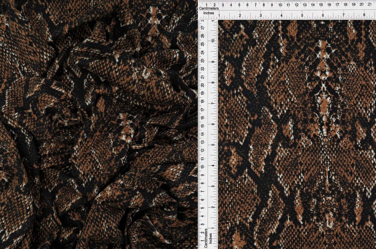 1 Yard Polyester Spandex DTY Brush Snake Skin Print Animal Fabric 58/60" Width