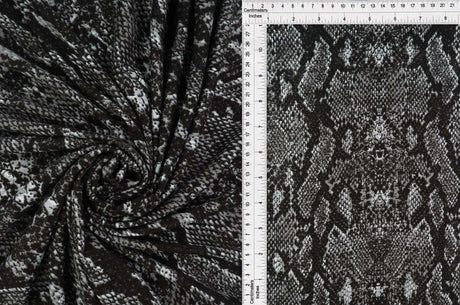 1 Yard Snake Skin Animal Print DTY Brushed Knit Fabric Soft Stretch Polyester Spandex 58/60 Inches Wide
