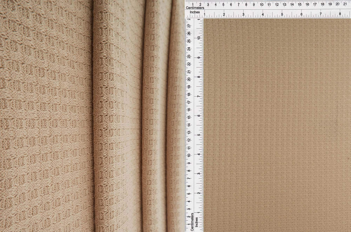 1 Yard Waffle Solid Knit Fabric, 58/60? Wide Polyester Rayon Spandex Blend
