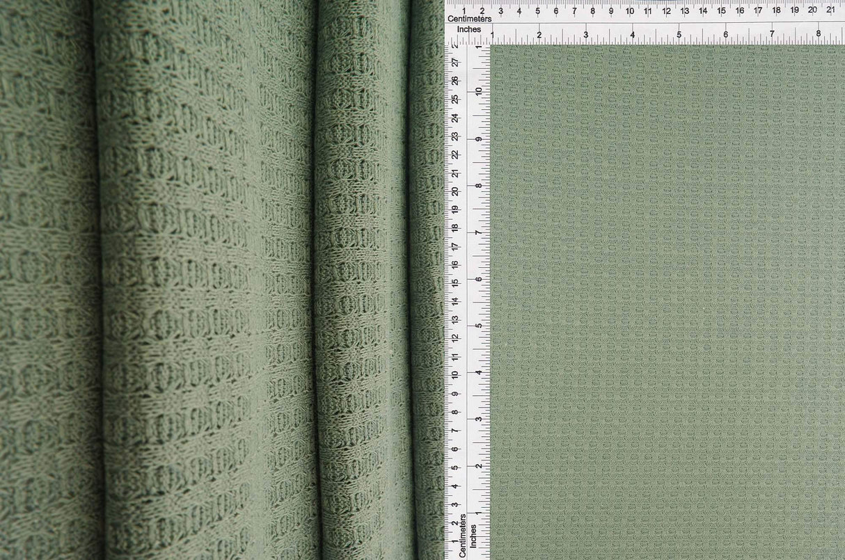Waffle Solid Knit Fabric 1 Yard Soft Stretch Textured Material 58/60" Wide