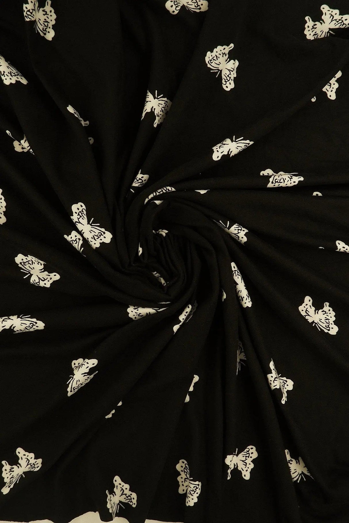 Brushed Butterfly Print DTY Knit Fabric, Soft Stretch Polyester Spandex 58/60” Wide