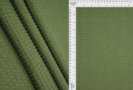 1 Yard Oversize Waffle Solid Knit Fabric 220 GSM, 54/56'' Wide Polyester Rayon Spandex Blend