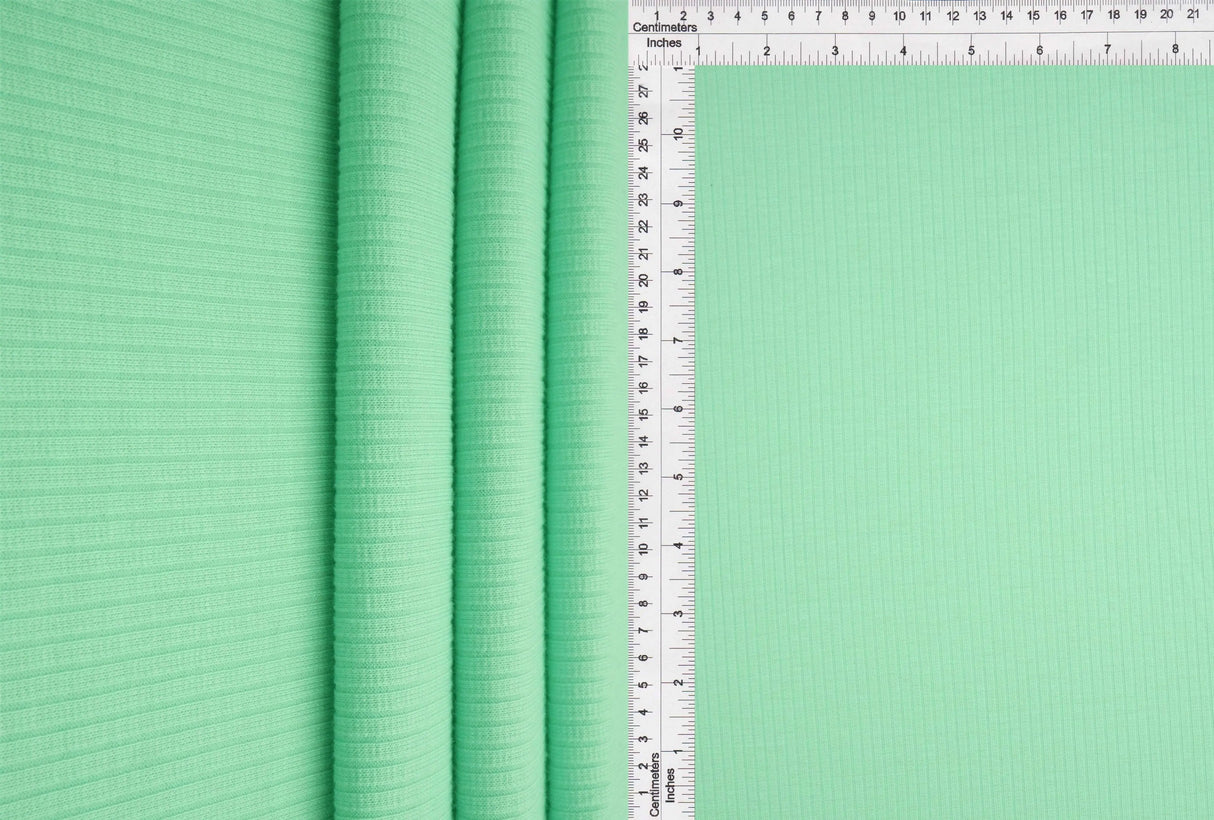 1 Yard 4x2 Rib Solid Knit Fabric, 52/54'' Wide Polyester Rayon Spandex Blend