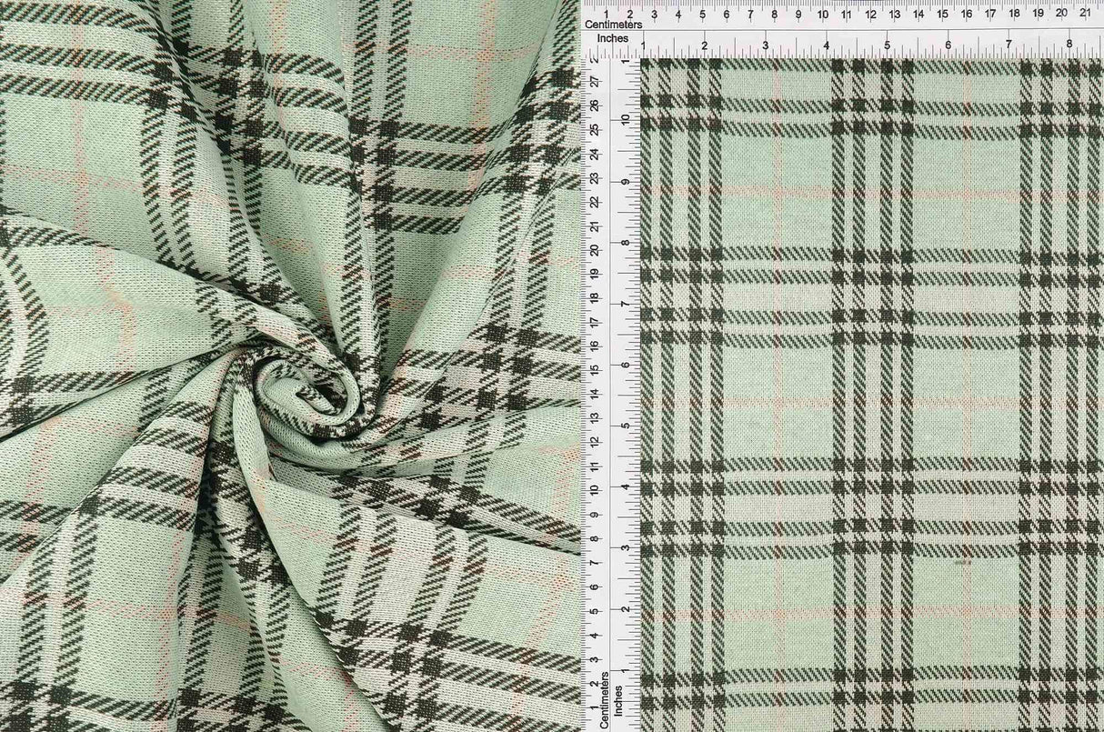 Double Knit Jacquard Plaid Fabric Stretch Polyester Spandex 58/60 Inches Wide