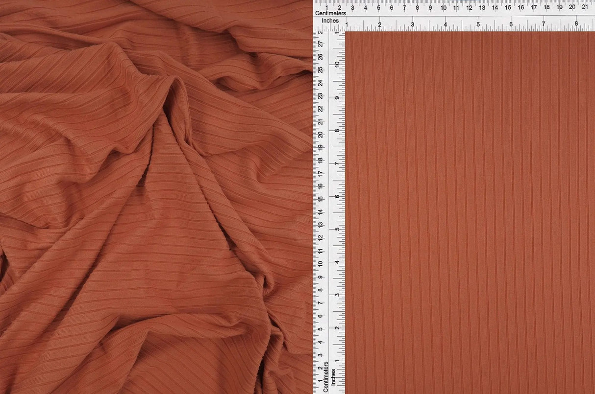8×3 Yummy Rib Solid Knit Fabric Soft Ribbed Texture, 87% Polyester 13% Spandex, 58/60'' Width