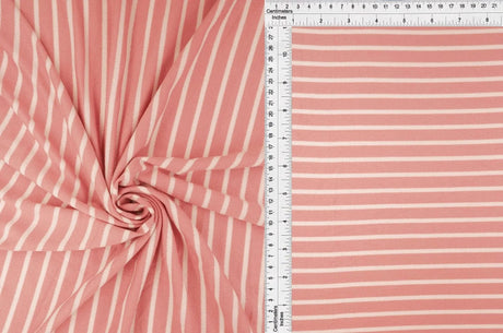 1 Yard Viscose Crepe Stripe Stretch Fabric with 1cm Line 58/60 Inch Wide