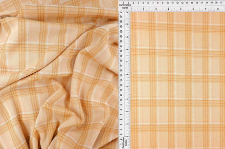 58/60" Double Knit Jacquard Plaid Fabric 87% Polyester 12% Rayon 1% Spandex 230 GSM by Yard