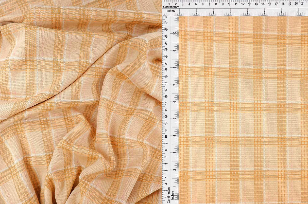 1 Yard Stretch Double Knit Jacquard Plaid Fabric Polyester Rayon Blend 58/60 Inches Wide